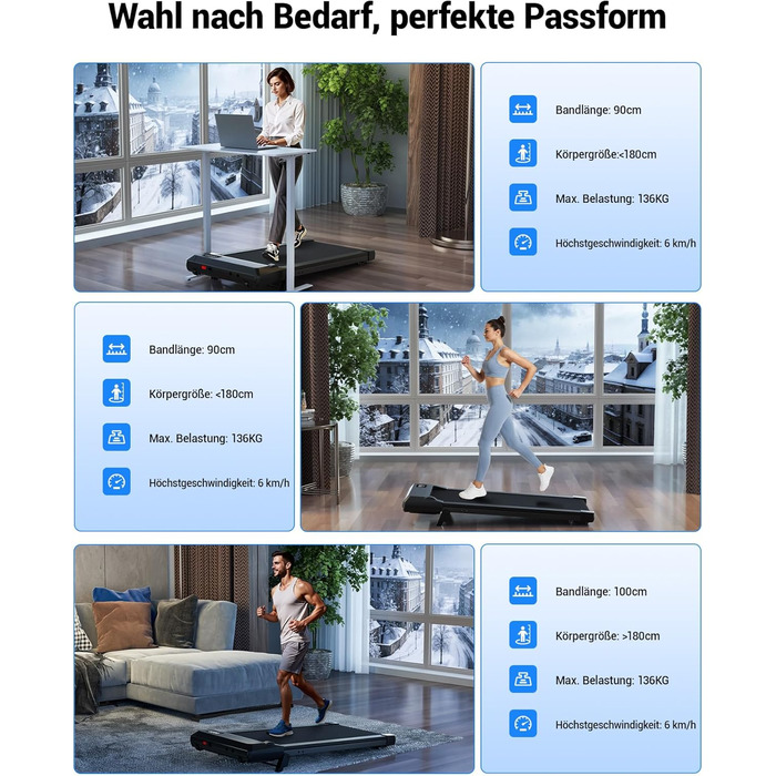 Бігова доріжка DeerRun Walking Pad з ухилом 6%, для дому та офісу, з додатком, LED-дисплеєм, пультом ДУ, до 136 кг, матово-чорна