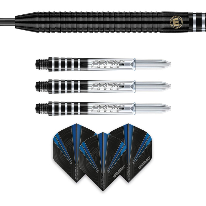 Дротики WINMAU Sabotage Onyx 22-26г, професійні, вольфрамові, з сталевим наконечником, комплект з оперенням та стрижнями