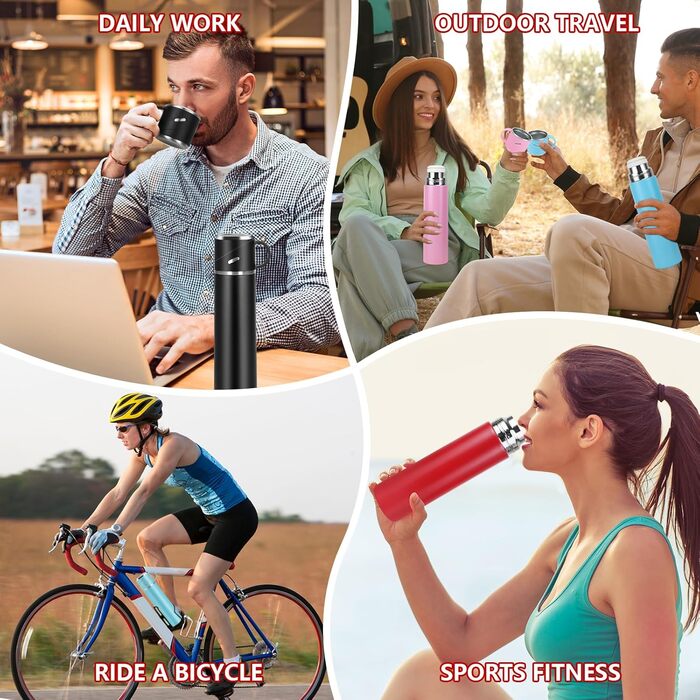 Термос IAGORYUE з нержавіючої сталі, 0.55л, з ізоляцією та виливним кришкою, подвійні стінки, зберігає тепло/холод до 12 годин, для спорту, офісу, відпочинку на природі (червоний)