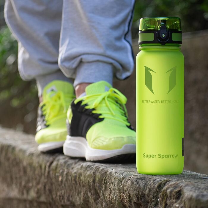 Спортивна пляшка для води Sparrow 750 мл, Tritan, без BPA, герметична з кришкою Flip Top, колір Glossy-Frucht Grün — для фітнесу, школи, офісу та подорожей