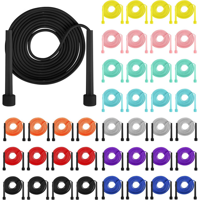 Стрибкова скакалка Aodaer PVC з регулюванням, для дітей, багатокольорова, з пластиковими ручками, легка, для фітнесу та змагань