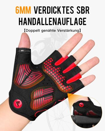 Велосипедні рукавички ATERCEL напівпальці для чоловіків - рукавички для велоспорту TB з SBR-подушками для їзди на велосипеді, фітнесу (Червоний, M)