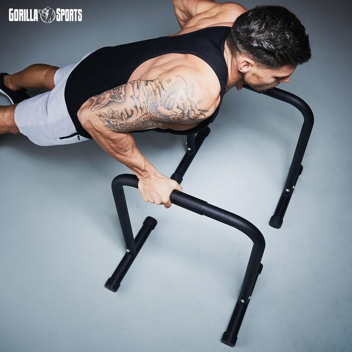 Паралетси GORILLA SPORTS, 2 шт, 61x38x73 см, до 200 кг, нековзкі, для віджимань, діпів, кросфіту та каллістеніки, стійки для тренувань, вибір кольору