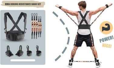 Резистентні еластичні стрічки для боксу та ММА. Комплект для тренувань з манжетами та ременями на щиколотки (300LB)