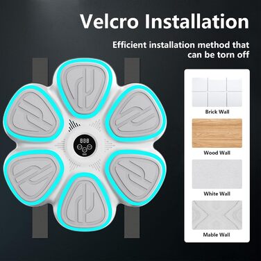 Музична бокс-машина Oamger з LED-підсвіткою, 9 режимів, з боксерськими рукавичками, інтелектуальним підрахунком та Bluetooth, для тренувань вдома для дітей та дорослих, чорний