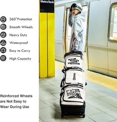 Чохол для сноуборду XCMAN на колесах, 160/190 см, сірий - для перевезення та подорожей