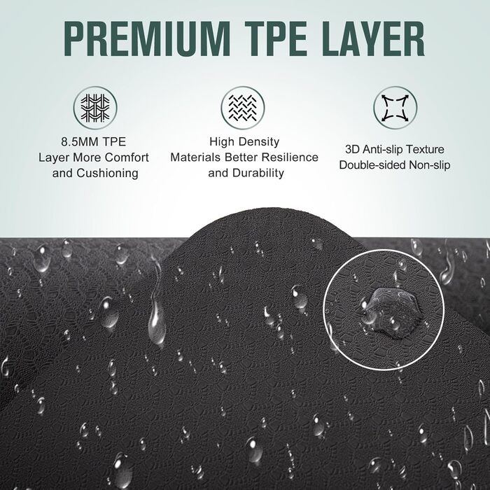 Килимок для йоги Marjar з неслизьким покриттям, фітнес-килимок для занять спортом, 183 x 61 x 0.6-1 см (сірий)