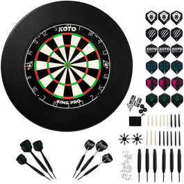 Набір аксесуарів для дартсу KOTO King Pro+ Steeltip, 90 шт, чорний, з оперенням, стрижнями, тримачами та захистом