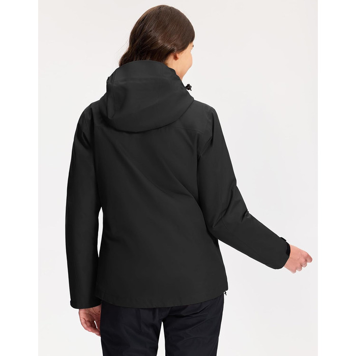 Зимова куртка Pioneer Camp для жінок – 3 в 1, для катання на лижах та сноуборді, водонепроникна, дихаюча, з бавовняною підкладкою (Чорний, L)