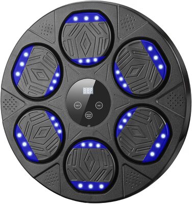 Музична боксерська машина Silencomfort з LED-підсвічуванням, кріплення для боксерських рукавичок, 9 режимів швидкості та режим підрахунку ударів, Bluetooth для занять та зняття стресу