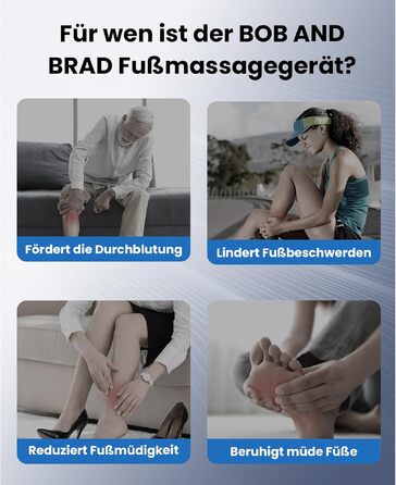 Електричний масажер для ніг BOB AND BRAD 721 з підігрівом та Shiatsu-масажем, глибоке розминання для полегшення при плантарному фасциїті, до 48 розміру, з дистанційним керуванням
