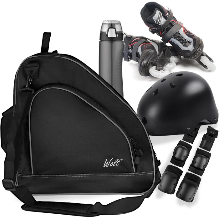 Сумка для ковзанів Wolt | Сумка для роликів та інлайнів | Зручна та стильна сумка на плече для дітей та дорослих, чорна