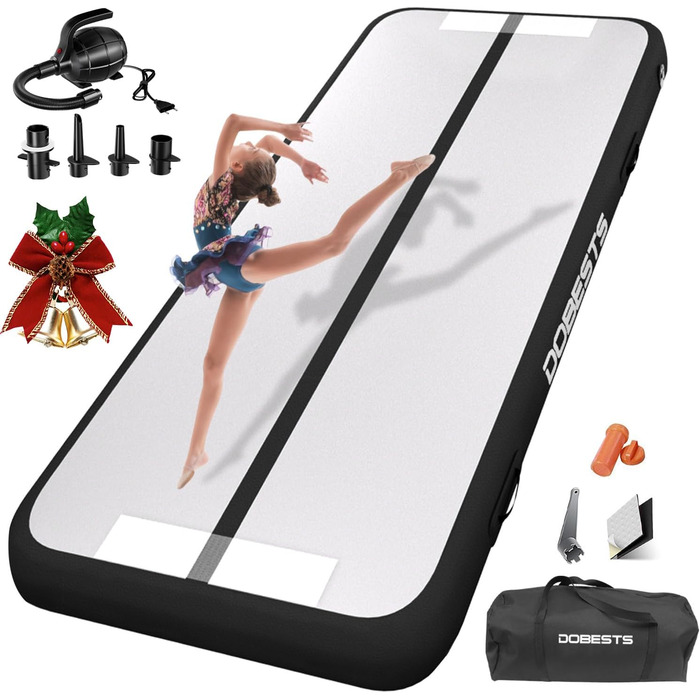 DOBESTS Airtrack Matte - килимок для гімнастики та фітнесу, 300x100x10 см, чорний