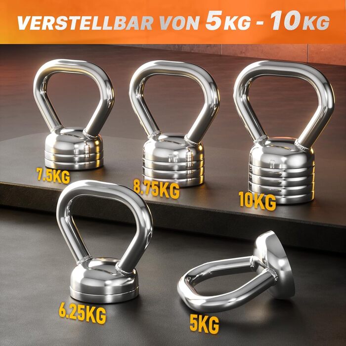 Кетлбел Northdeer сталевий регульований 5/10 кг - гиря для силових тренувань, фітнесу та домашніх тренувань