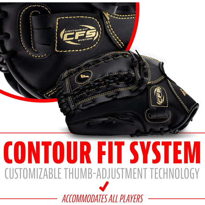 Рукавиця для бейсболу та софтболу Franklin Sports Field Master (ліва рука, 30.5 см) - Чорно-золота