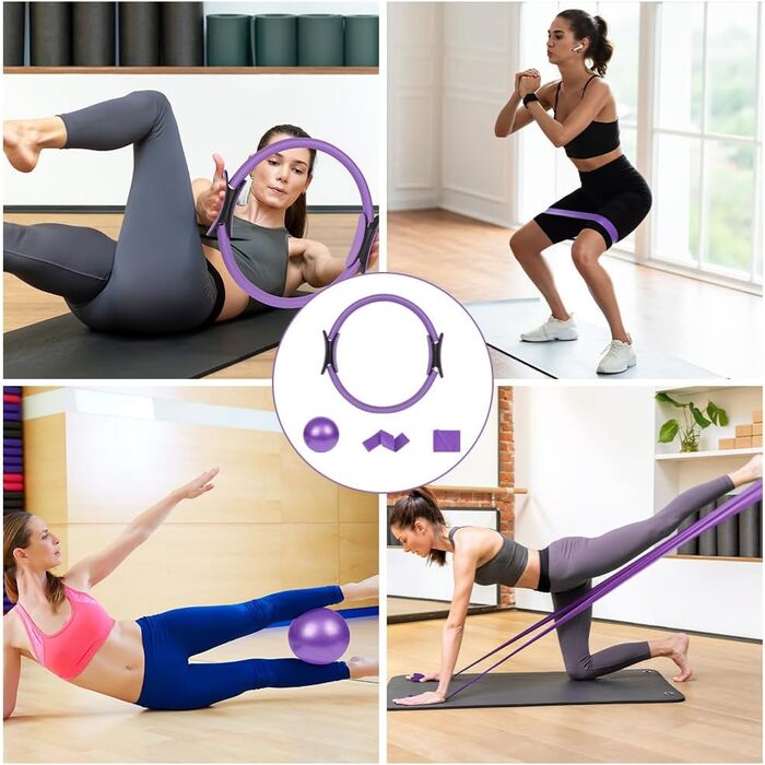 Набір для пілатесу AOOSA: коло, м'яч, стрічки опору. Комплект для йоги вдома