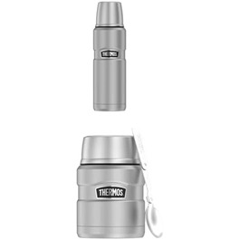 Термос та харчовий контейнер Thermos Stainless King 0,47 л, нержавіюча сталь, тримає тепло/холод до 12/24 годин, з ложкою