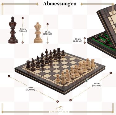 Набір для турнірного шаху Master Of Chess | Шаховий набір з дерева, 35 см | Класичний Staunton, шахове поле для дорослих та дітей