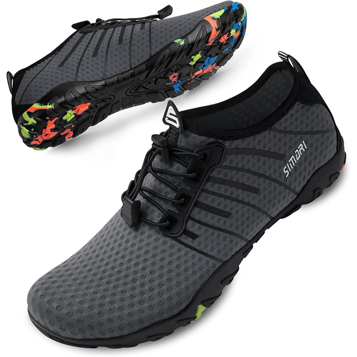 Водні черевики SIMARI WP001 для жінок та чоловіків, швидковисихаючі, для плавання, дайвінгу, серфінгу, йоги та відпочинку на природі. Розміри: 42 EU (216 Lila, 209 Gray Stripe)