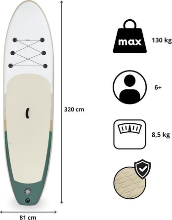 Надувна SUP-дошка HyperMotion 15 см з веслом, сидінням, насосом та сумкою, витримує до 130 кг