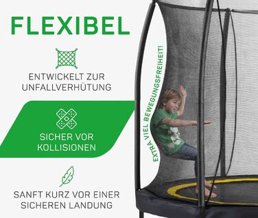 Круглий вуличний батут Salta Comfort Edition ⌀213/305/366см - комплект з захисним покриттям, сіткою та пружинами (TÜV geprüft, чорний/зелений/рожевий)