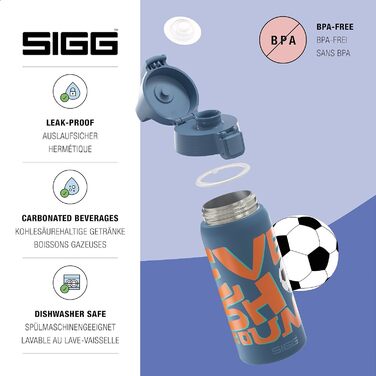Дитяча ізольована пляшка для напоїв SIGG Shield Therm ONE 0,5 л, підходить для газованих напоїв, не протікає, легка, BPA-free, дизайн 5 Ballgame