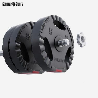 Диски для гантелей GORILLA SPORTS, набір 30 кг (6x5 кг), пластикові, зручні ручки, отвір 30/31 мм, для штанги та гантелей