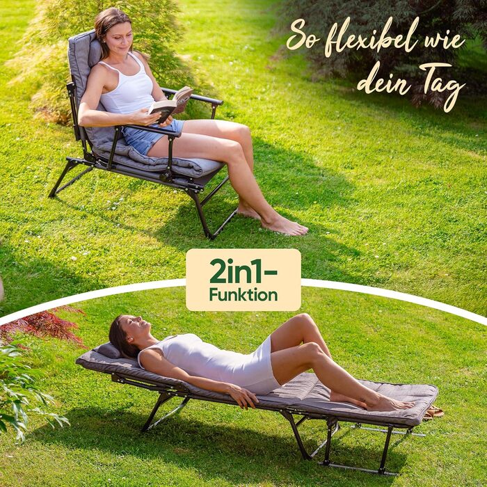 Розкладне шезлонг для відпочинку на сонце: стілець, шезлонг, для саду та кемпінгу, до 200 кг, вологостійкий