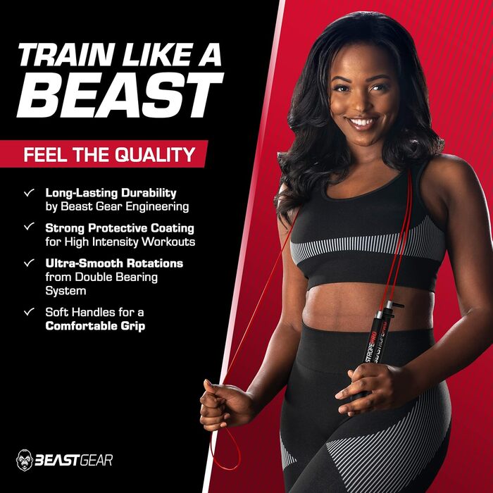 Стрибкове канат Beast Gear 'Profi' для дорослих - ідеальний для фітнесу, кардіо, боксу, MMA та тренувань на витривалість (Indoor/Outdoor)