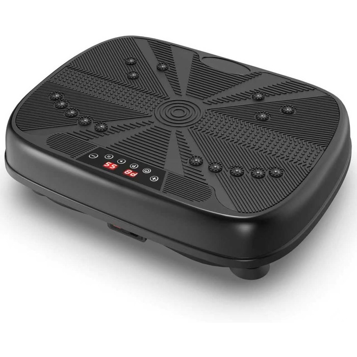 Вібраційна платформа для тренувань з магнітною терапією та Bluetooth | 99 рівнів швидкості, тренування всього тіла | Платформа з еластичними стрічками та пультом дистанційного керування для дому, чорна