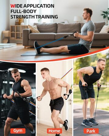 Набір еластичних стрічок Abahub для фітнесу: повне обладнання для тренувань вдома (100LB)