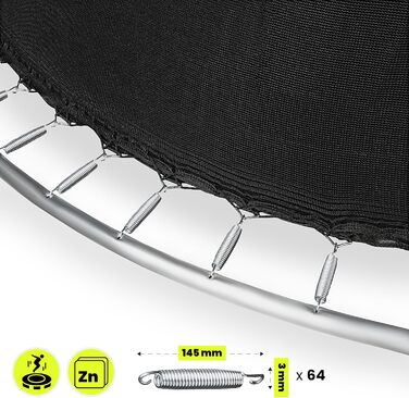 Батут гірчатий Hypermotion Outdoor для дітей 244/305/366/430/487 см - швидковисихаючий, водостійкий, Ø 366 см