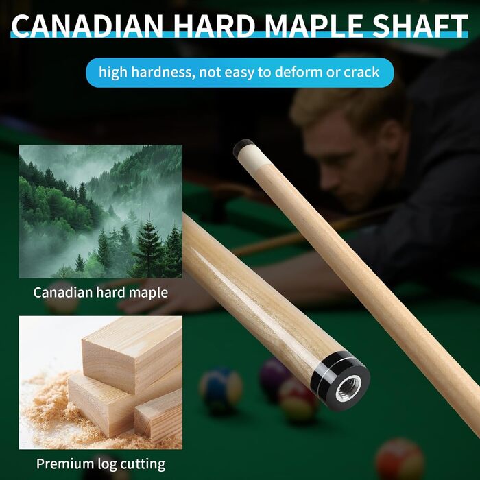 Більярдний кий Horse Billiard з наконечниками 13 мм, 147 см, включає рукавички та крейду, для дорослих, дизайн Gotik, Ahorn/Eschenholz