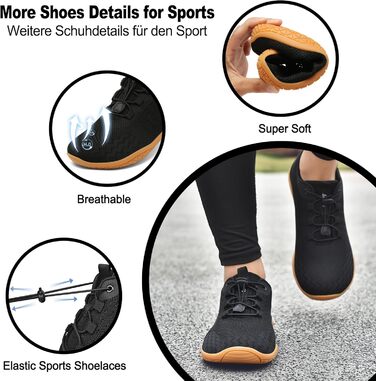 Geweo Взуття для пішохідних прогулянок без шкарпеток: зручні кросівки для жінок та чоловіків з широкою передньою частиною, легкі спортивні кросівки для фітнесу, джогінгу, трейлу, хайкінгу, подорожей, унісекс, розміри 37-47 EU