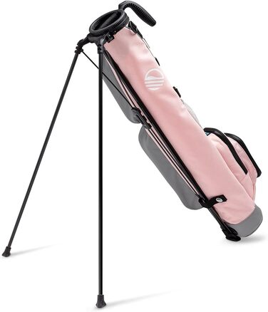 Гольф сумка Sunday Loma: легка сумка з ременем та стійкою – ідеальна для поля, Par 3 та Executive курсів, 79 см, рожево-сіра