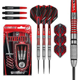 Дартс WINMAU Navigator 90% вольфрам, сталевий наконечник, комплект з оперенням та держателями