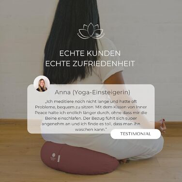 Подушка для йоги та медитації Inner Peace Halbmond 42x20 см, органічна бавовна (Waldbeere), гречане лушпиння