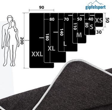 Набір мікрофібрових рушників Gipfelsport - рушники для сауни, фітнесу, спорту та пляжу | 8 розмірів | 13 кольорів (антрацит, комплект 2: XL(180x80) & S(80x40))
