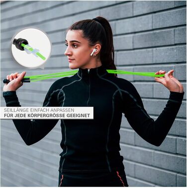 Скакалка для HIIT, боксу, MMA, фітнесу, кросфіту, 300 см, зелена