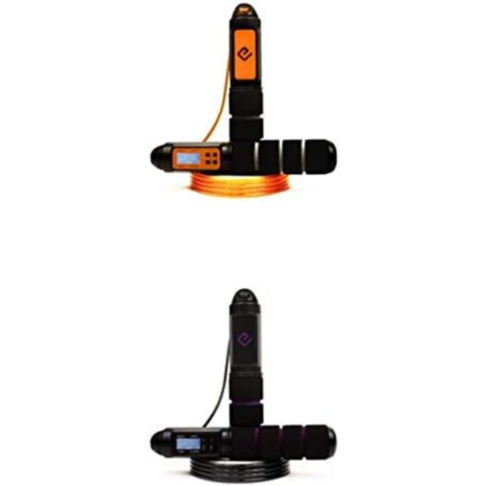 Скакалка Eqofit Speed Rope з лічильником, для кросфіту, HIIT, домашніх тренувань, підрахунок стрибків і калорій, фіолетово-оранжева