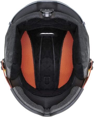 Гірськолижний шолом uvex HLMT 600 Visor для дорослих, темно-сірий з помаранчевим, матовий, розмір 59-61 см