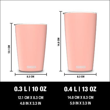 Термочашка SIGG Neso Pure Ceram 0,3 л, керамічне покриття, рожевий, з Tritan-кришкою, легка, BPA-free, нержавіюча сталь, для кави, підходить для миття в посудомийній машині