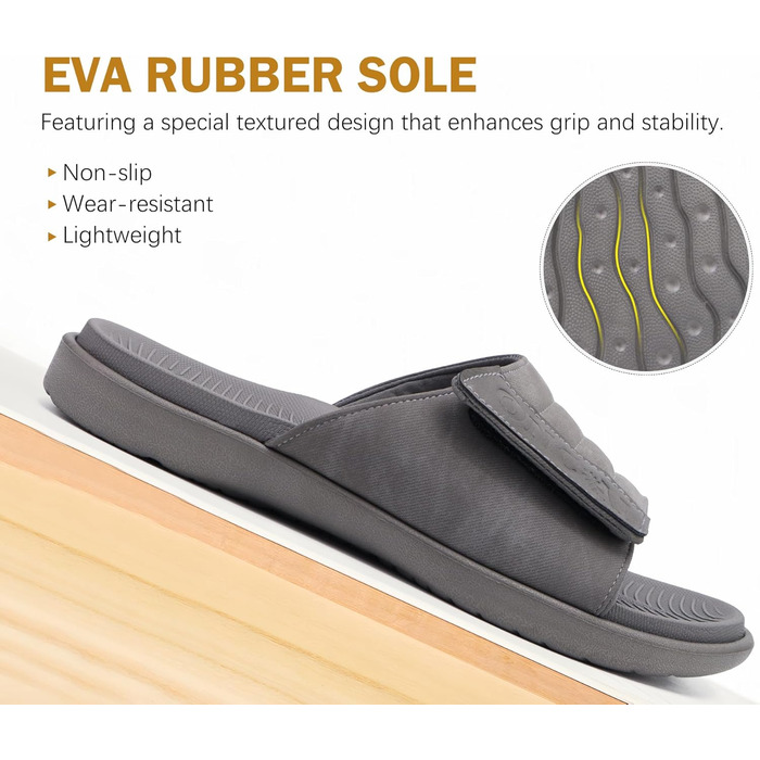 Чоловічі сандалі ONCAI з регульованими ремінцями, відкритим носком, сірі (48 EU)