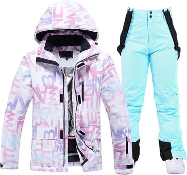 Жіночий комплект для катання на лижах ASOGO: куртка та штани (S, блакитний) - водонепроникний, дихаючий, знімний капюшон