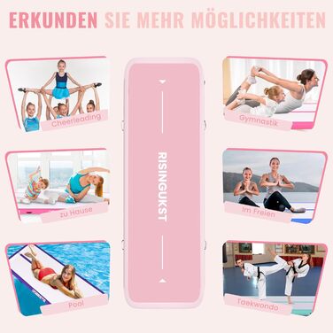 Надувна гімнастична килимок Air Matte Track - 500x100x20 см, зелено-рожевий (з насосом)