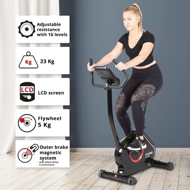 Велотренажер Care Fitness CV-5560 з магнітним гальмом, 21 програма, ремінний привід, 16 рівнів навантаження, маховик 7 кг