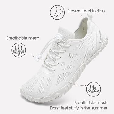 Чоловічі та жіночі кросівки IceUnicorn для трейлу та фітнесу. Кросівки для біговини без шнурів з широкою передньою частиною, розмір 41 EU, білі