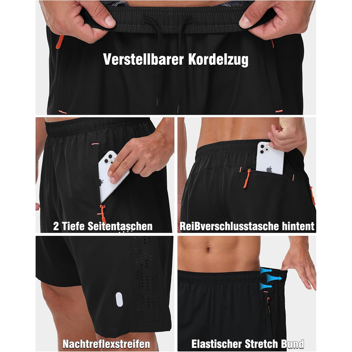 Чоловічі шорти для фітнесу Dry Fit: комплект 2 шт. (чорний/чорний, XXL)