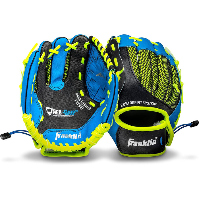 Рукавиця для бейсболу Franklin Sports Teeball (універсальна, 22.9 см) - Синє штучне шкіра, для юніорів