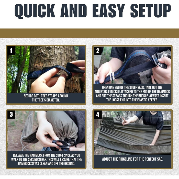 Гамак для кемпінгу OneWind з москітною сіткою, 3,35м x 1,72м, зелений